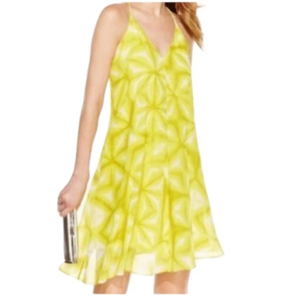 Calvin Klein citron yellow patterned swing dress 29059